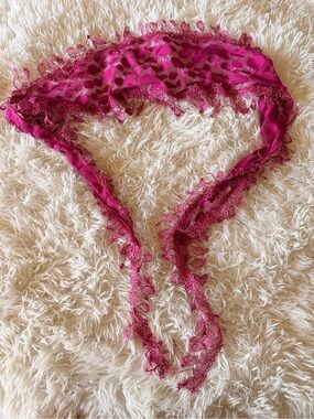 Sheer Lace Scarf Accent in Fuchsia Pink